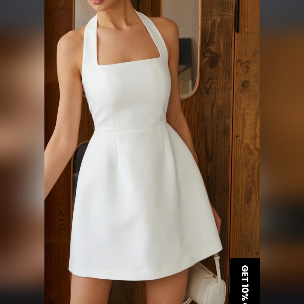 NWT- White Halter Mini Dress